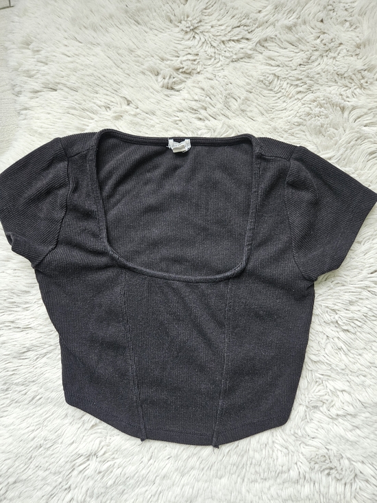 Garage Tops - [5/35$]🔥Garage Black Ribbed Corset Crop Top Square Neck Fitted Y2K Women's🔥